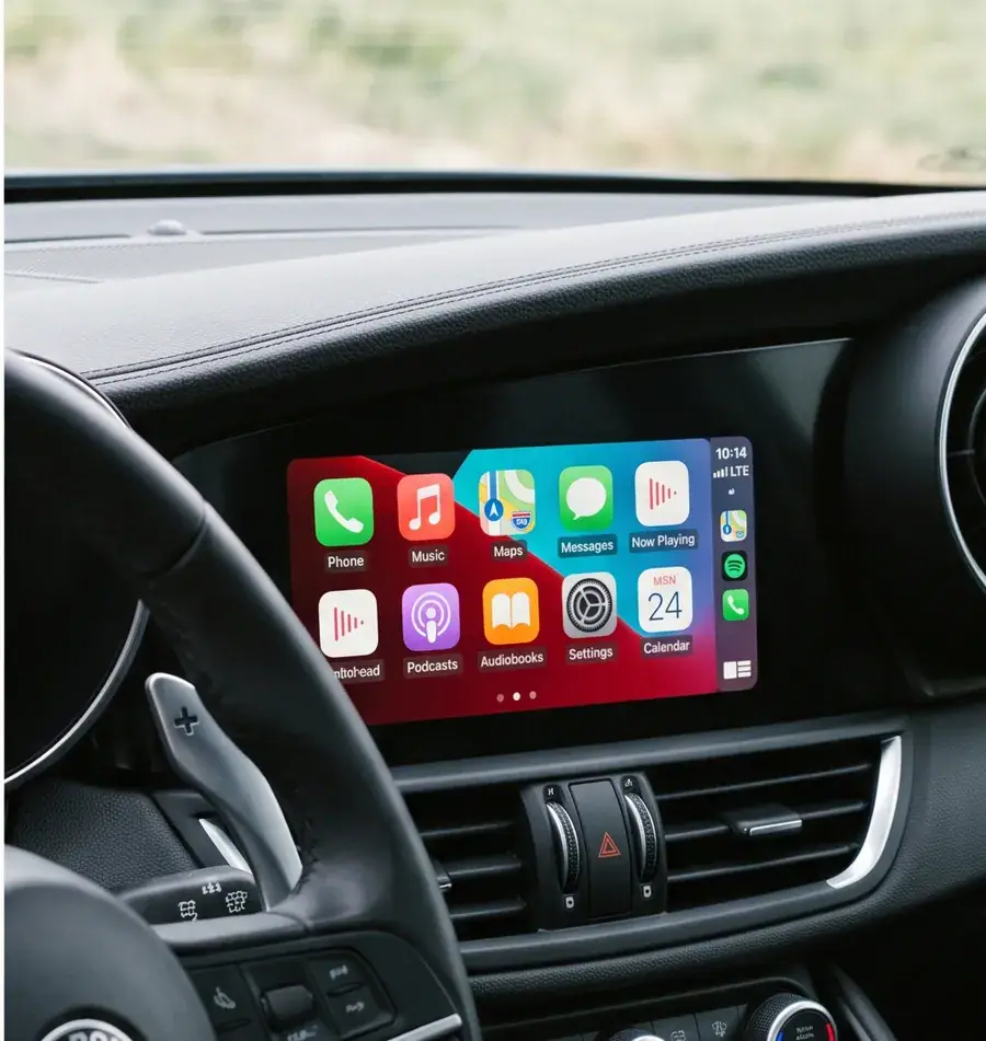 Alfa Romeo infotainment 无线 CarPlay 解码模块 —— 原厂屏幕改装实拍