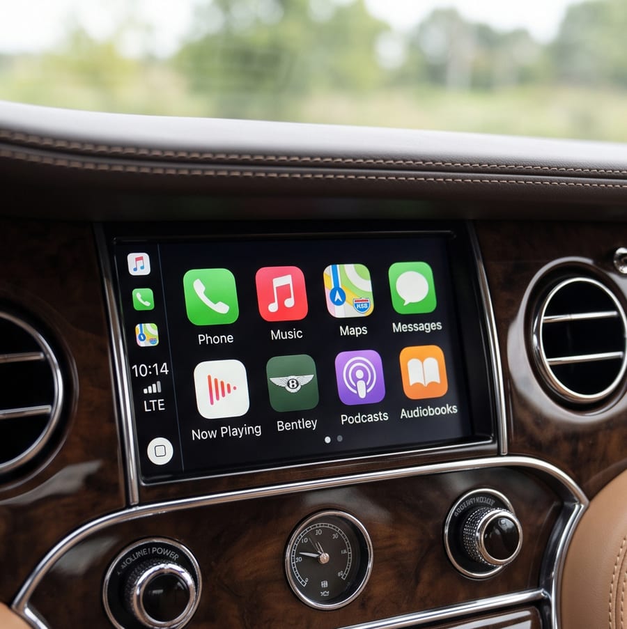安装DICarPlay解码器后运行无线Apple CarPlay的Bentley infotainment (Mulsanne)