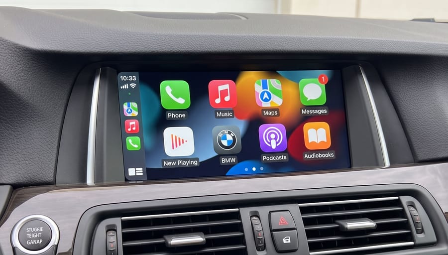 安装 DIYCarPlay 解码器后，BMW NBT (Next Big Thing) iDrive 运行无线 Apple CarPlay