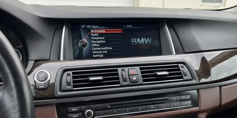 BMW F30 NBT factory screen before a CarPlay retrofit module is fitted