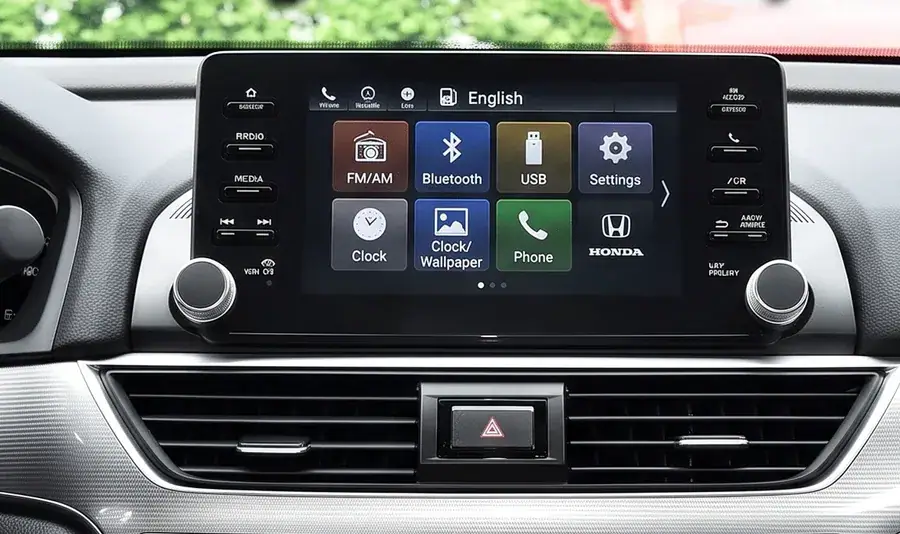 Honda Accord 10th generation factory 8-inch Display Audio screen before a wireless CarPlay decoder module is fitted