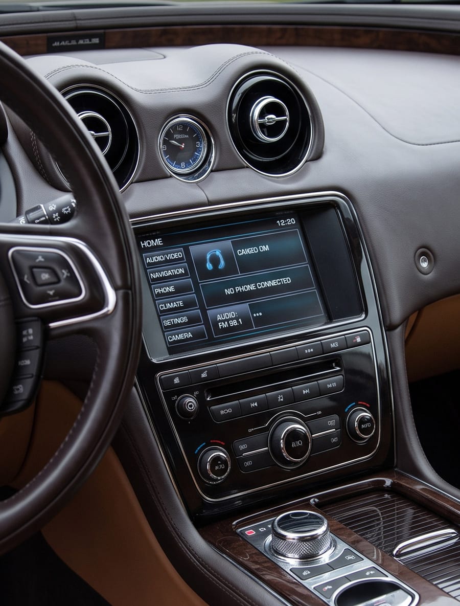CarPlay 改装前，配备 Bose 音频的 JLR 信息娱乐系统的 Land Rover / Jaguar 原车菜单——完整保留原车界面