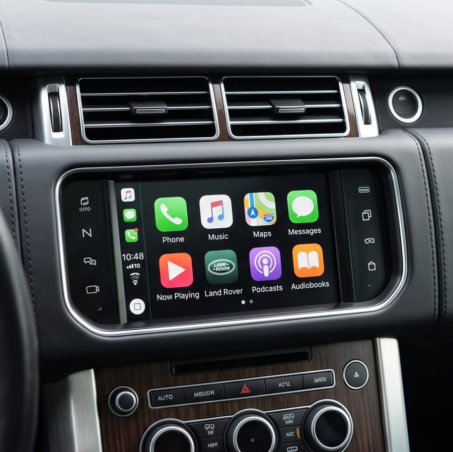 安装 DIYCarPlay 解码器后，Land Rover / Jaguar JLR InControl 搭配 Harman 8" 屏幕运行无线 Apple CarPlay