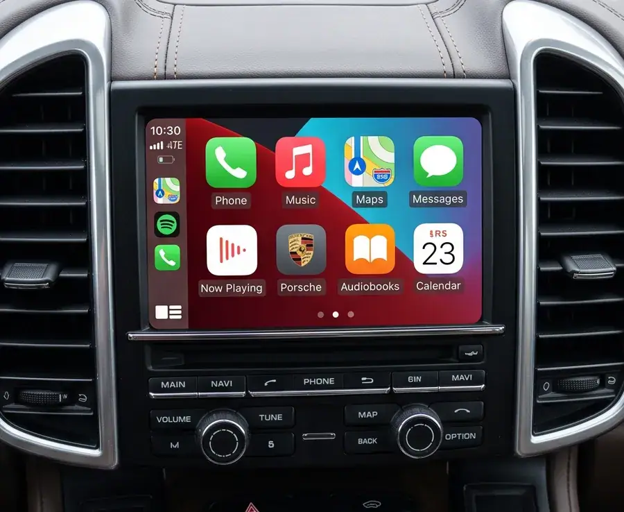 Porsche PCM 3.1 无线 CarPlay 解码模块 —— 原厂屏幕改装实拍