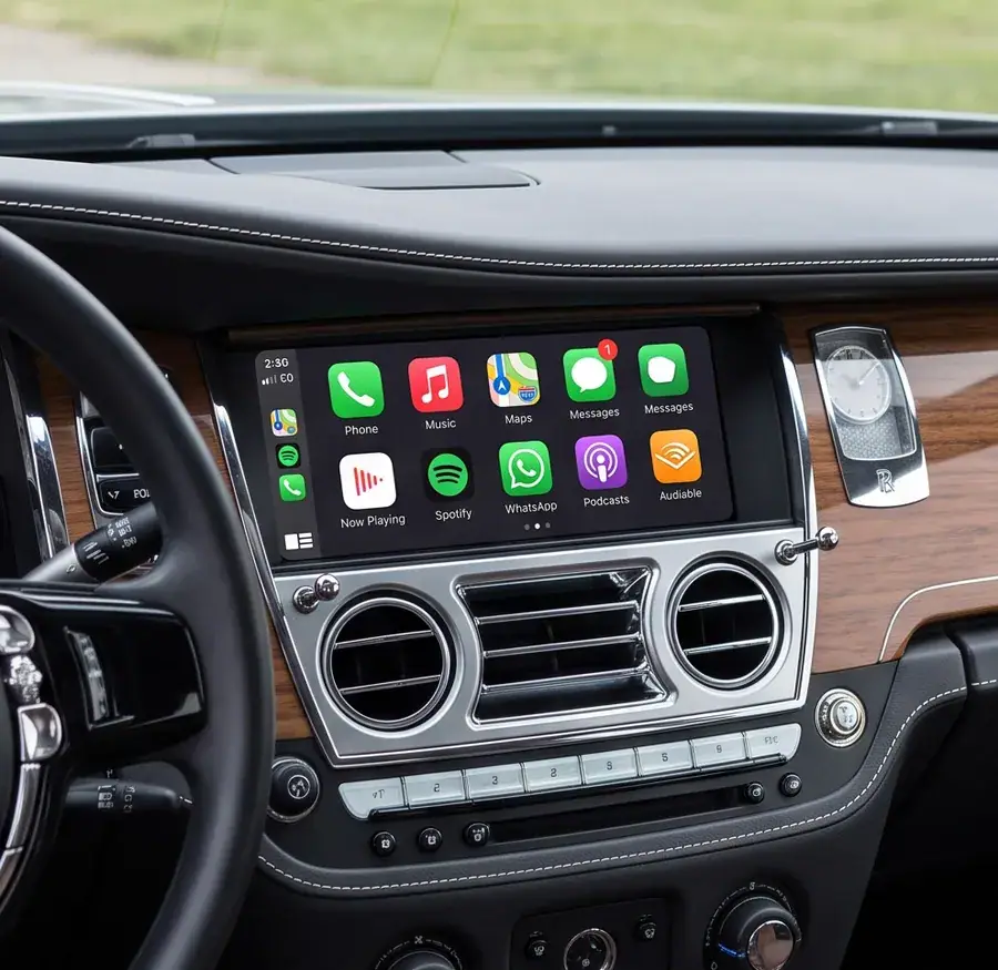 Rolls-Royce (BMW CIC based) 无线 CarPlay 解码模块 —— 原厂屏幕改装实拍