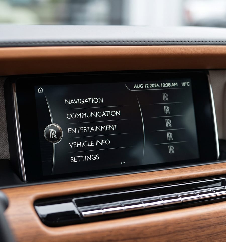 CarPlay 改装前的 Rolls-Royce (BMW EVO based) 原厂菜单 —— 原始界面完整保留