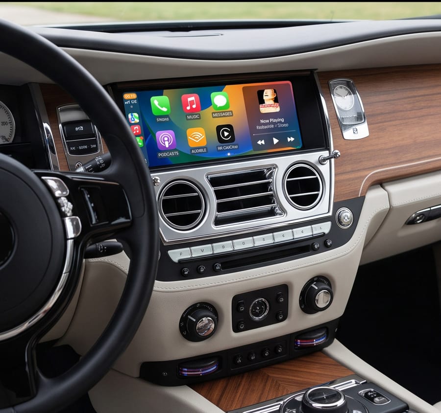 安装 DIYCarPlay 解码器后运行无线 Apple CarPlay 的 Rolls-Royce（基于 BMW NBT）