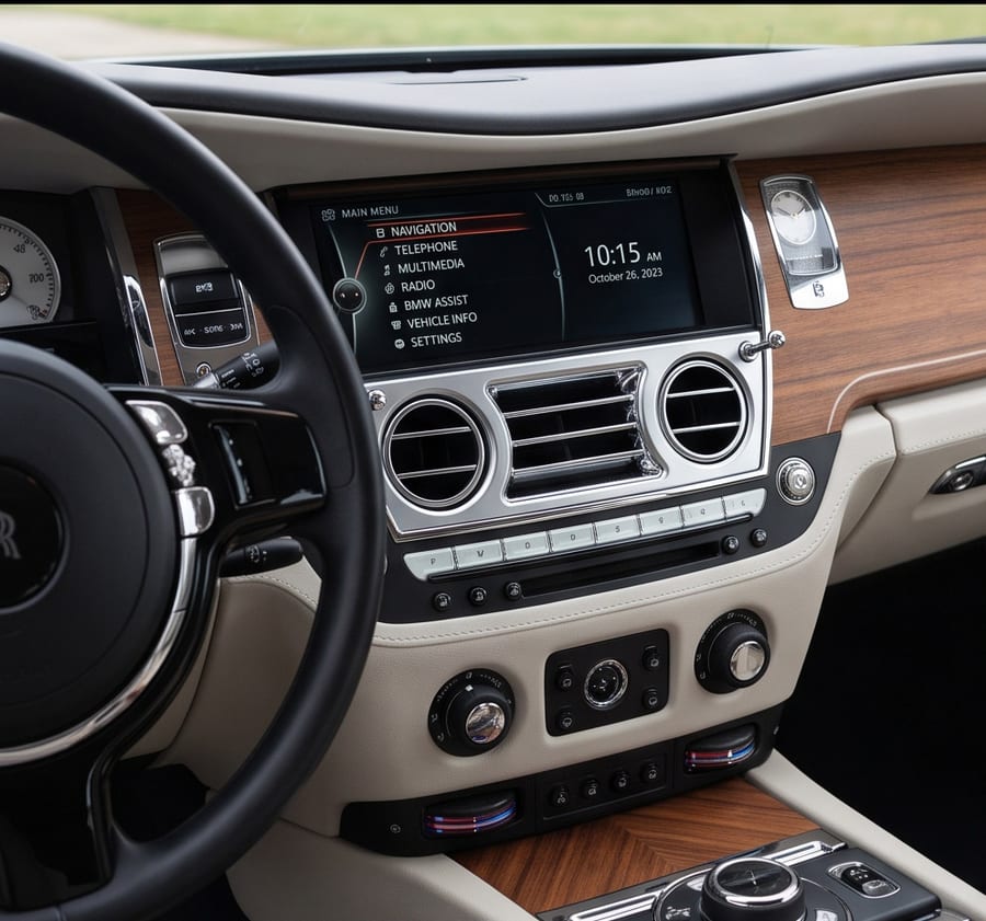 CarPlay 改装前的 Rolls-Royce（基于 BMW NBT）原厂菜单——原始界面完整保留