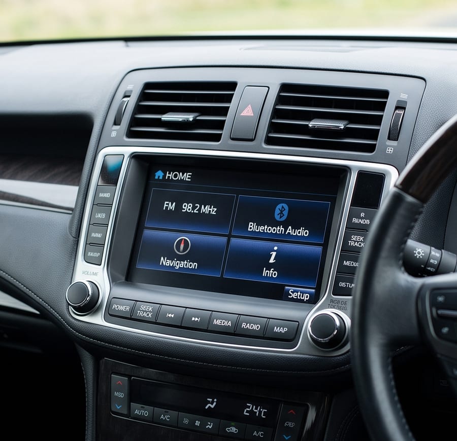CarPlay 改装前的 Toyota 信息娱乐系统（轿车/SUV 系列）原厂菜单 — 完整保留原始界面