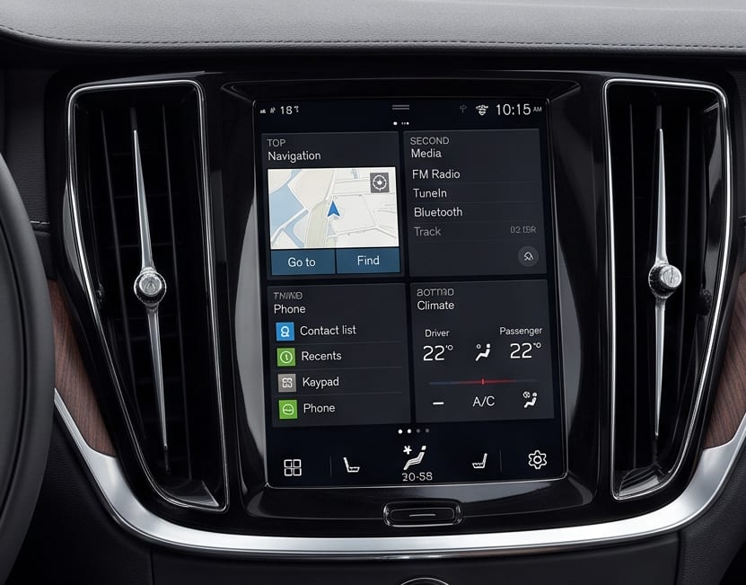 CarPlay 改装前的 Volvo Sensus Connect 原厂菜单 — 原始界面完整保留